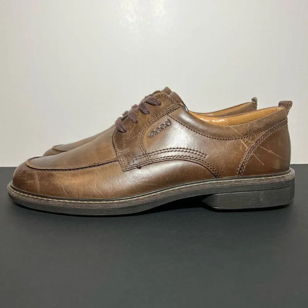 Mens ECCO Brown Leather Lace Up Oxford Shoes / Size 10-10.5 / EU 44 - Picture 3 of 9